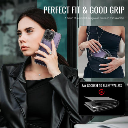 JEEHOOD J09 Buckle Card Bag MagSafe Magnetic Style RFID Leather Phone Case, For iPhone 13 Pro, For iPhone 13, For iPhone 12 / 12 Pro, For iPhone 11 Pro Max
