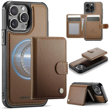 JEEHOOD J09 Buckle Card Bag MagSafe Magnetic Style RFID Leather Phone Case, For iPhone 14 Pro, For iPhone 14 Pro Max, For iPhone SE 2022 / SE 2020 / 8 / 7, For iPhone 13 Pro Max