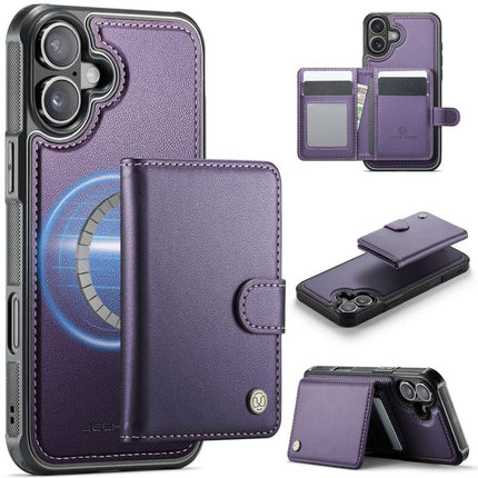 JEEHOOD J09 Buckle Card Bag MagSafe Magnetic Style RFID Leather Phone Case, For iPhone 17 Pro, For iPhone 17, For iPhone Air, For iPhone 16 Pro Max