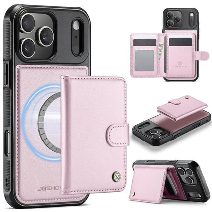JEEHOOD J09 Buckle Card Bag MagSafe Magnetic Style RFID Leather Phone Case, For iPhone 17 Pro, For iPhone 17, For iPhone Air, For iPhone 16 Pro Max