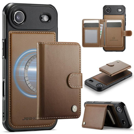 JEEHOOD J09 Buckle Card Bag MagSafe Magnetic Style RFID Leather Phone Case, For iPhone 17 Pro, For iPhone 17, For iPhone Air, For iPhone 16 Pro Max