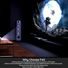 VIVIBRIGHT F40 1920x1080 4200 Lumens Portable Home Theater Wireless Smart Projector with Remote Control, Android Version, Android Version