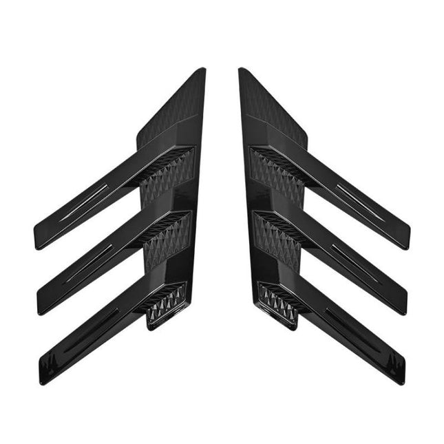 1 Pair Car Rear Windshield Air Cent Shark Fin Decorative Sticker, Carbon Pattern, Bright Black