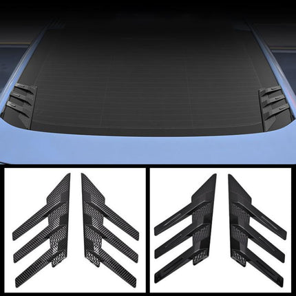 1 Pair Car Rear Windshield Air Cent Shark Fin Decorative Sticker, Carbon Pattern, Bright Black