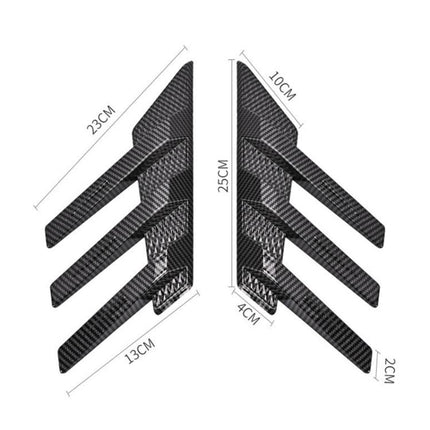 1 Pair Car Rear Windshield Air Cent Shark Fin Decorative Sticker, Carbon Pattern, Bright Black