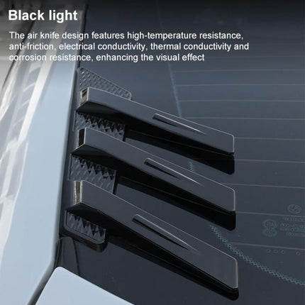 1 Pair Car Rear Windshield Air Cent Shark Fin Decorative Sticker, Carbon Pattern, Bright Black