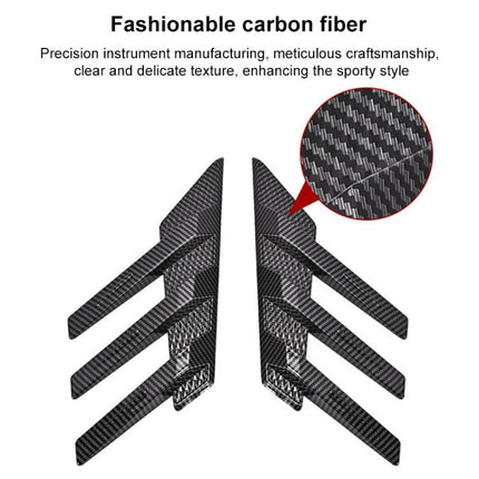 1 Pair Car Rear Windshield Air Cent Shark Fin Decorative Sticker, Carbon Pattern, Bright Black