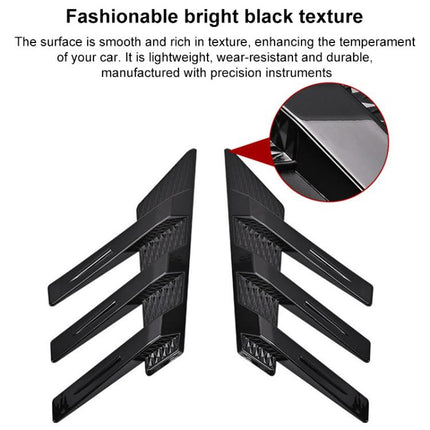 1 Pair Car Rear Windshield Air Cent Shark Fin Decorative Sticker, Carbon Pattern, Bright Black