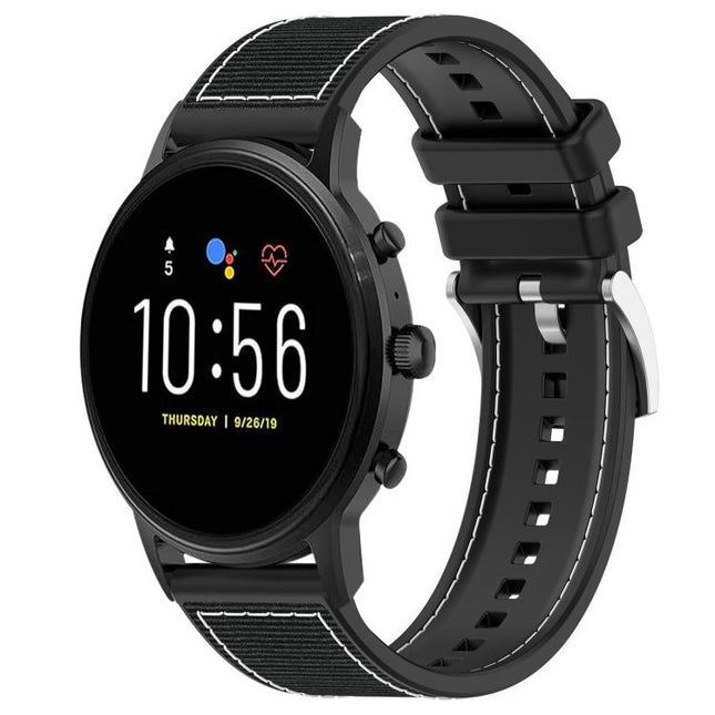 xDfind Hybrid Nylon Braid Silicone Watch Band, 22mm For Fossil Gen 5 Carlyle / Julianna