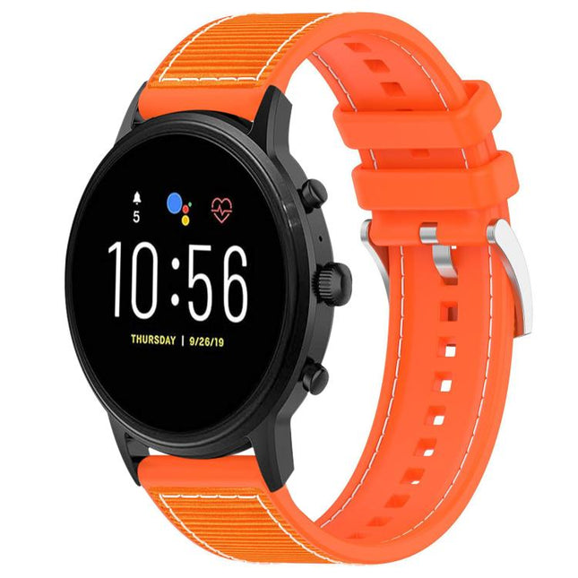 xDfind Hybrid Nylon Braid Silicone Watch Band, 22mm For Fossil Gen 5 Carlyle / Julianna