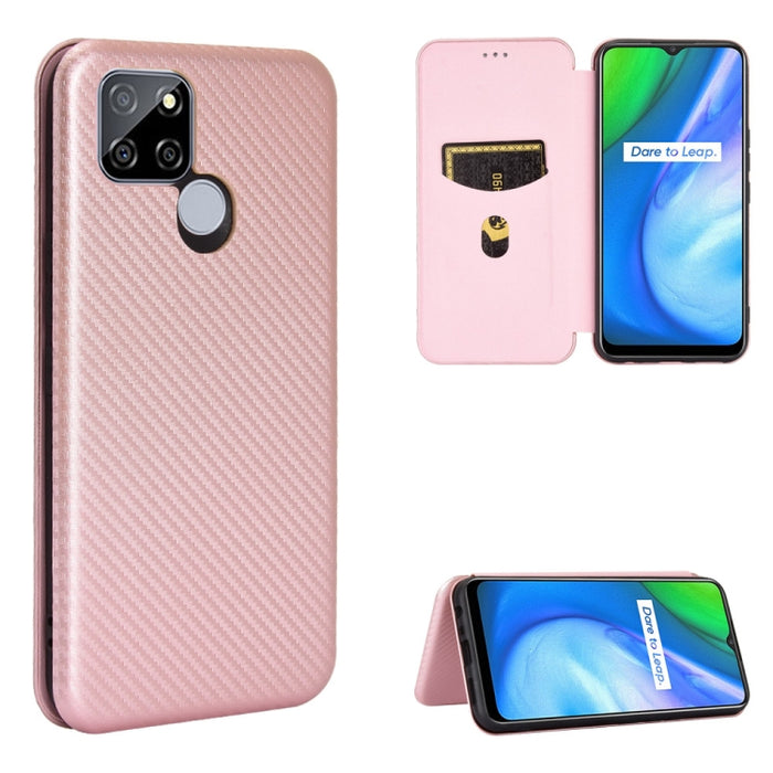 Carbon Fiber Texture Magnetic Horizontal Flip TPU + PC + PU Leather Case with Card Slot, For OPPO Realme V3, For Samsung Galaxy A42 5G, For Vivo Y20 / Y20i (Indian), For Xiaomi Poco X3 NFC
