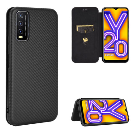 Carbon Fiber Texture Magnetic Horizontal Flip TPU + PC + PU Leather Case with Card Slot, For OPPO Realme V3, For Samsung Galaxy A42 5G, For Vivo Y20 / Y20i (Indian), For Xiaomi Poco X3 NFC
