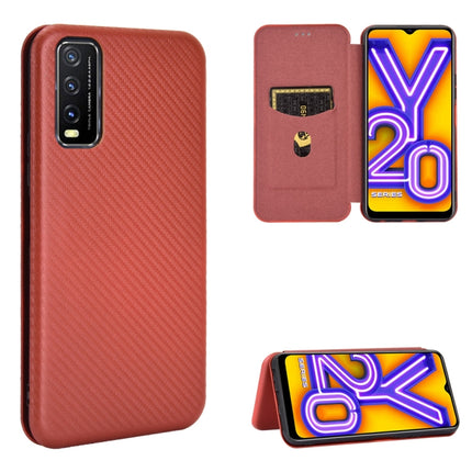 Carbon Fiber Texture Magnetic Horizontal Flip TPU + PC + PU Leather Case with Card Slot, For OPPO Realme V3, For Samsung Galaxy A42 5G, For Vivo Y20 / Y20i (Indian), For Xiaomi Poco X3 NFC