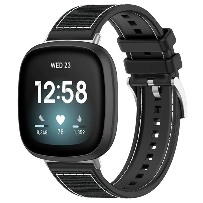 xDfind Hybrid Nylon Braid Silicone Watch Band, For Fitbit Versa 4/Versa3/Sense2/Sense 20mm, For Fitbit Versa 2/Versa/Versa Lite 22mm