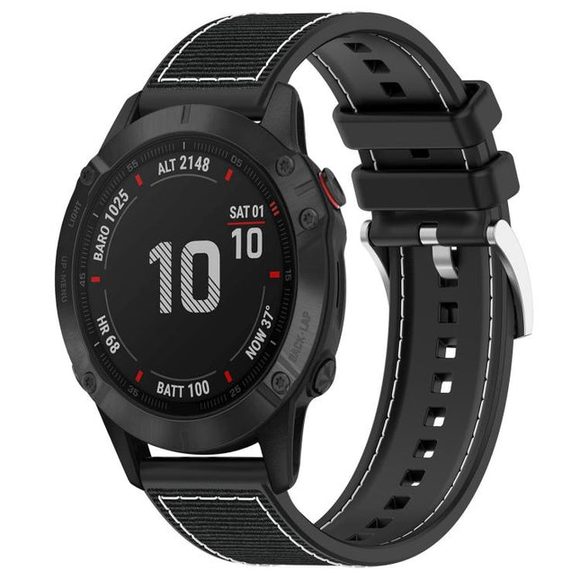 xDfind Hybrid Nylon Braid Silicone Watch Band, For Garmin Fenix 8/7X/6X/5X 26mm, For Garmin Fenix 8/7/6/5 22mm, For Garmin Forerunner 220/235/735/735XT 20mm, For Garmin Forerunner 35/30/35J 20mm