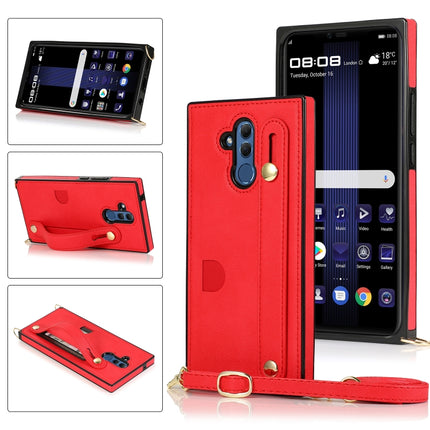 Wrist Strap PU+TPU Shockproof Protective Case with Crossbody Lanyard & Holder & Card Slot, For Huawei Mate 20, For Huawei Mate 20 Lite, For Huawei Mate 20 Pro, For Huawei Mate 30