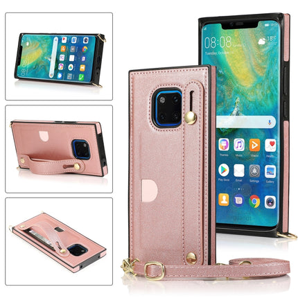 Wrist Strap PU+TPU Shockproof Protective Case with Crossbody Lanyard & Holder & Card Slot, For Huawei Mate 20, For Huawei Mate 20 Lite, For Huawei Mate 20 Pro, For Huawei Mate 30