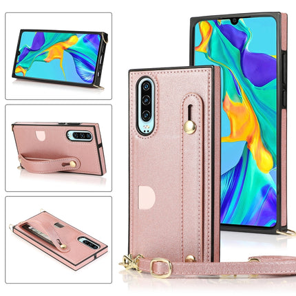 Wrist Strap PU+TPU Shockproof Protective Case with Crossbody Lanyard & Holder & Card Slot, For Huawei P30, For Huawei P30 Lite, For Huawei P30 Pro, For Huawei P40