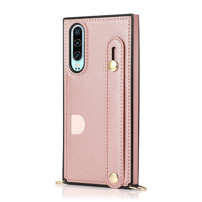 Wrist Strap PU+TPU Shockproof Protective Case with Crossbody Lanyard & Holder & Card Slot, For Huawei P30, For Huawei P30 Lite, For Huawei P30 Pro, For Huawei P40