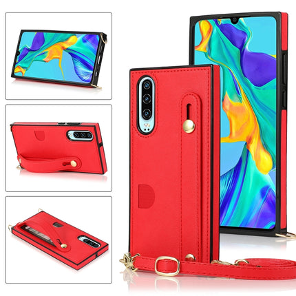 Wrist Strap PU+TPU Shockproof Protective Case with Crossbody Lanyard & Holder & Card Slot, For Huawei P30, For Huawei P30 Lite, For Huawei P30 Pro, For Huawei P40