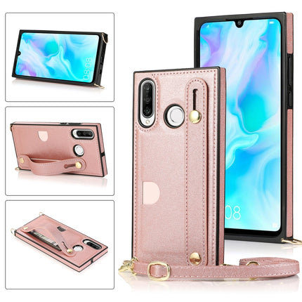 Wrist Strap PU+TPU Shockproof Protective Case with Crossbody Lanyard & Holder & Card Slot, For Huawei P30, For Huawei P30 Lite, For Huawei P30 Pro, For Huawei P40