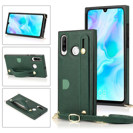 Wrist Strap PU+TPU Shockproof Protective Case with Crossbody Lanyard & Holder & Card Slot, For Huawei P30, For Huawei P30 Lite, For Huawei P30 Pro, For Huawei P40