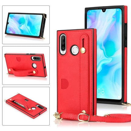 Wrist Strap PU+TPU Shockproof Protective Case with Crossbody Lanyard & Holder & Card Slot, For Huawei P30, For Huawei P30 Lite, For Huawei P30 Pro, For Huawei P40