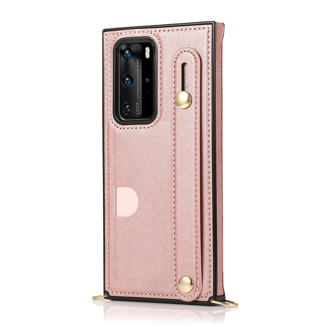 Wrist Strap PU+TPU Shockproof Protective Case with Crossbody Lanyard & Holder & Card Slot, For Huawei P40 Pro, For Huawei P40 Pro Plus