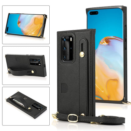 Wrist Strap PU+TPU Shockproof Protective Case with Crossbody Lanyard & Holder & Card Slot, For Huawei P40 Pro, For Huawei P40 Pro Plus