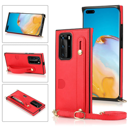 Wrist Strap PU+TPU Shockproof Protective Case with Crossbody Lanyard & Holder & Card Slot, For Huawei P40 Pro, For Huawei P40 Pro Plus