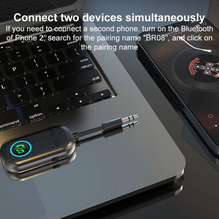 BR08T 2 in 1 Car Bluetooth AUX Receiver Transmitter Bluetooth Audio Adapter, BR08T