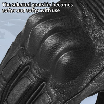 GHOST RACING GR-ST11 Retro Motorcycle Genuine Leather Touch Screen Full Finger Gloves
