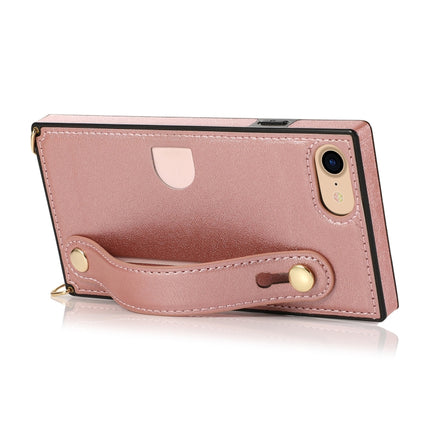 Stoßfeste Schutzhülle aus PU+TPU mit Handschlaufe, Umhängeband, Halterung und Kartenfach, für iPhone 6, für iPhone 7/8/SE 2020, für iPhone 6 Plus, für iPhone 8 Plus/7 Plus, für iPhone XS/X, für iPhone XR