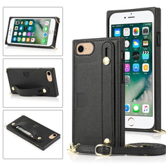 Wrist Strap PU+TPU Shockproof Protective Case with Crossbody Lanyard & Holder & Card Slot, For iPhone 6, For iPhone 7 / 8 / SE 2020, For iPhone 6 Plus, For iPhone 8 Plus / 7 Plus, For iPhone XS / X, For iPhone XR