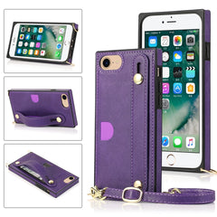 Wrist Strap PU+TPU Shockproof Protective Case with Crossbody Lanyard & Holder & Card Slot, For iPhone 6, For iPhone 7 / 8 / SE 2020, For iPhone 6 Plus, For iPhone 8 Plus / 7 Plus, For iPhone XS / X, For iPhone XR