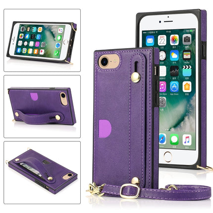 Stoßfeste Schutzhülle aus PU+TPU mit Handschlaufe, Umhängeband, Halterung und Kartenfach, für iPhone 6, für iPhone 7/8/SE 2020, für iPhone 6 Plus, für iPhone 8 Plus/7 Plus, für iPhone XS/X, für iPhone XR