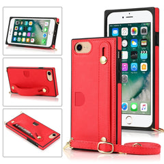 Wrist Strap PU+TPU Shockproof Protective Case with Crossbody Lanyard & Holder & Card Slot, For iPhone 6, For iPhone 7 / 8 / SE 2020, For iPhone 6 Plus, For iPhone 8 Plus / 7 Plus, For iPhone XS / X, For iPhone XR