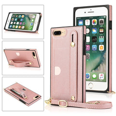 Wrist Strap PU+TPU Shockproof Protective Case with Crossbody Lanyard & Holder & Card Slot, For iPhone 6, For iPhone 7 / 8 / SE 2020, For iPhone 6 Plus, For iPhone 8 Plus / 7 Plus, For iPhone XS / X, For iPhone XR