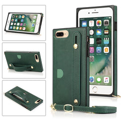 Wrist Strap PU+TPU Shockproof Protective Case with Crossbody Lanyard & Holder & Card Slot, For iPhone 6, For iPhone 7 / 8 / SE 2020, For iPhone 6 Plus, For iPhone 8 Plus / 7 Plus, For iPhone XS / X, For iPhone XR