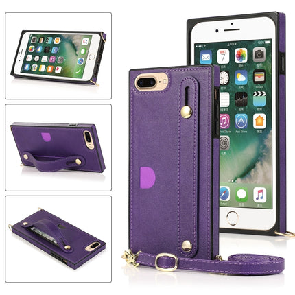 Stoßfeste Schutzhülle aus PU+TPU mit Handschlaufe, Umhängeband, Halterung und Kartenfach, für iPhone 6, für iPhone 7/8/SE 2020, für iPhone 6 Plus, für iPhone 8 Plus/7 Plus, für iPhone XS/X, für iPhone XR