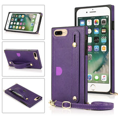 Wrist Strap PU+TPU Shockproof Protective Case with Crossbody Lanyard & Holder & Card Slot, For iPhone 6, For iPhone 7 / 8 / SE 2020, For iPhone 6 Plus, For iPhone 8 Plus / 7 Plus, For iPhone XS / X, For iPhone XR