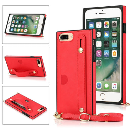 Stoßfeste Schutzhülle aus PU+TPU mit Handschlaufe, Umhängeband, Halterung und Kartenfach, für iPhone 6, für iPhone 7/8/SE 2020, für iPhone 6 Plus, für iPhone 8 Plus/7 Plus, für iPhone XS/X, für iPhone XR