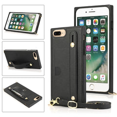 Wrist Strap PU+TPU Shockproof Protective Case with Crossbody Lanyard & Holder & Card Slot, For iPhone 6, For iPhone 7 / 8 / SE 2020, For iPhone 6 Plus, For iPhone 8 Plus / 7 Plus, For iPhone XS / X, For iPhone XR