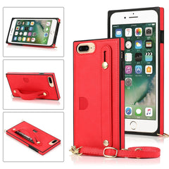 Wrist Strap PU+TPU Shockproof Protective Case with Crossbody Lanyard & Holder & Card Slot, For iPhone 6, For iPhone 7 / 8 / SE 2020, For iPhone 6 Plus, For iPhone 8 Plus / 7 Plus, For iPhone XS / X, For iPhone XR