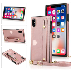 Wrist Strap PU+TPU Shockproof Protective Case with Crossbody Lanyard & Holder & Card Slot, For iPhone 6, For iPhone 7 / 8 / SE 2020, For iPhone 6 Plus, For iPhone 8 Plus / 7 Plus, For iPhone XS / X, For iPhone XR