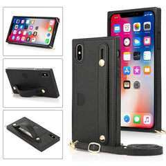 Wrist Strap PU+TPU Shockproof Protective Case with Crossbody Lanyard & Holder & Card Slot, For iPhone 6, For iPhone 7 / 8 / SE 2020, For iPhone 6 Plus, For iPhone 8 Plus / 7 Plus, For iPhone XS / X, For iPhone XR