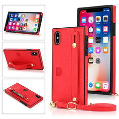 Wrist Strap PU+TPU Shockproof Protective Case with Crossbody Lanyard & Holder & Card Slot, For iPhone 6, For iPhone 7 / 8 / SE 2020, For iPhone 6 Plus, For iPhone 8 Plus / 7 Plus, For iPhone XS / X, For iPhone XR