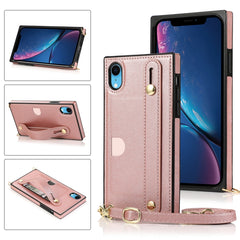 Wrist Strap PU+TPU Shockproof Protective Case with Crossbody Lanyard & Holder & Card Slot, For iPhone 6, For iPhone 7 / 8 / SE 2020, For iPhone 6 Plus, For iPhone 8 Plus / 7 Plus, For iPhone XS / X, For iPhone XR