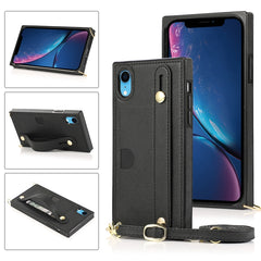 Wrist Strap PU+TPU Shockproof Protective Case with Crossbody Lanyard & Holder & Card Slot, For iPhone 6, For iPhone 7 / 8 / SE 2020, For iPhone 6 Plus, For iPhone 8 Plus / 7 Plus, For iPhone XS / X, For iPhone XR