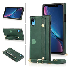 Wrist Strap PU+TPU Shockproof Protective Case with Crossbody Lanyard & Holder & Card Slot, For iPhone 6, For iPhone 7 / 8 / SE 2020, For iPhone 6 Plus, For iPhone 8 Plus / 7 Plus, For iPhone XS / X, For iPhone XR